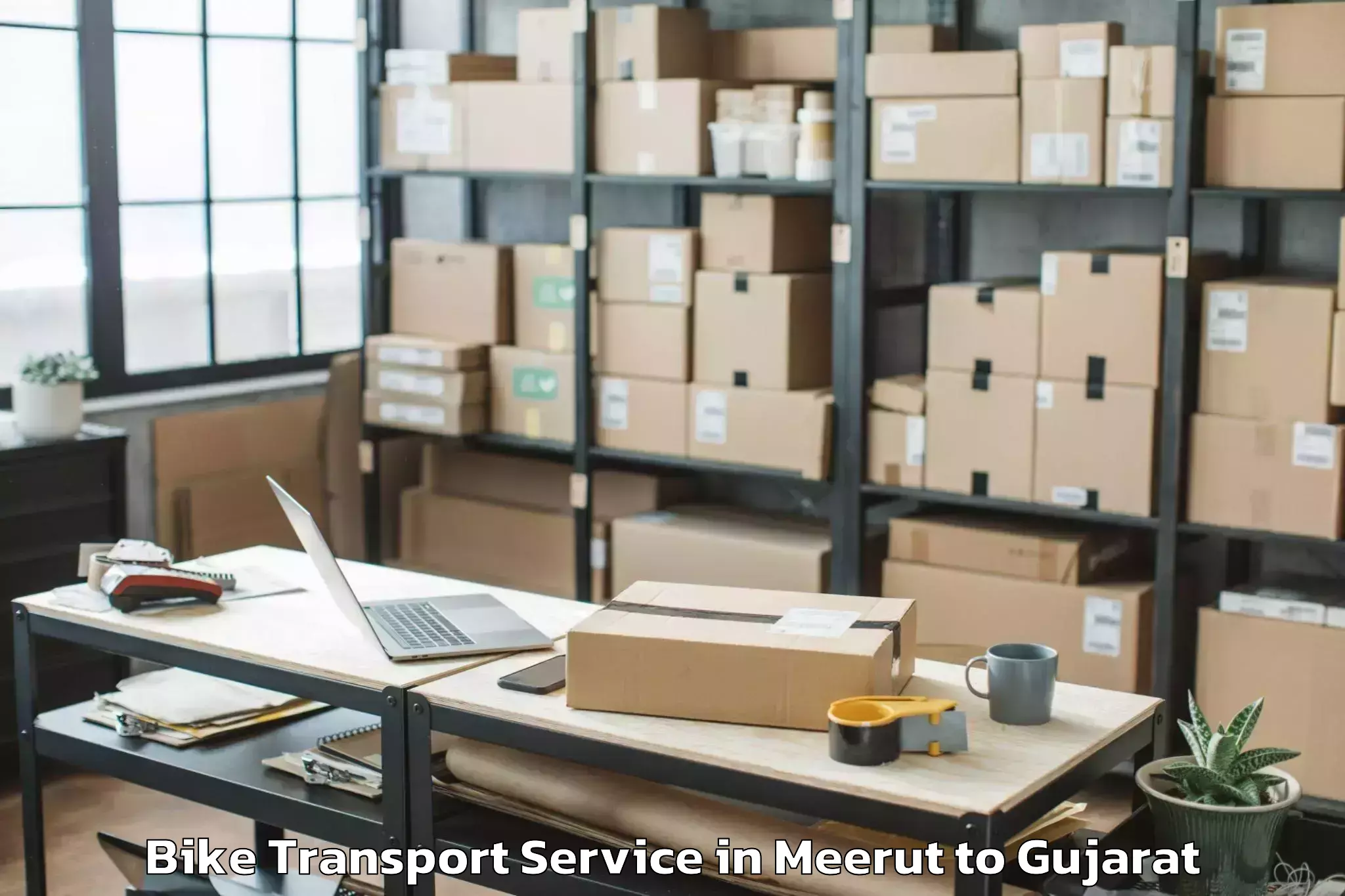 Easy Meerut to Hansot Bike Transport Booking